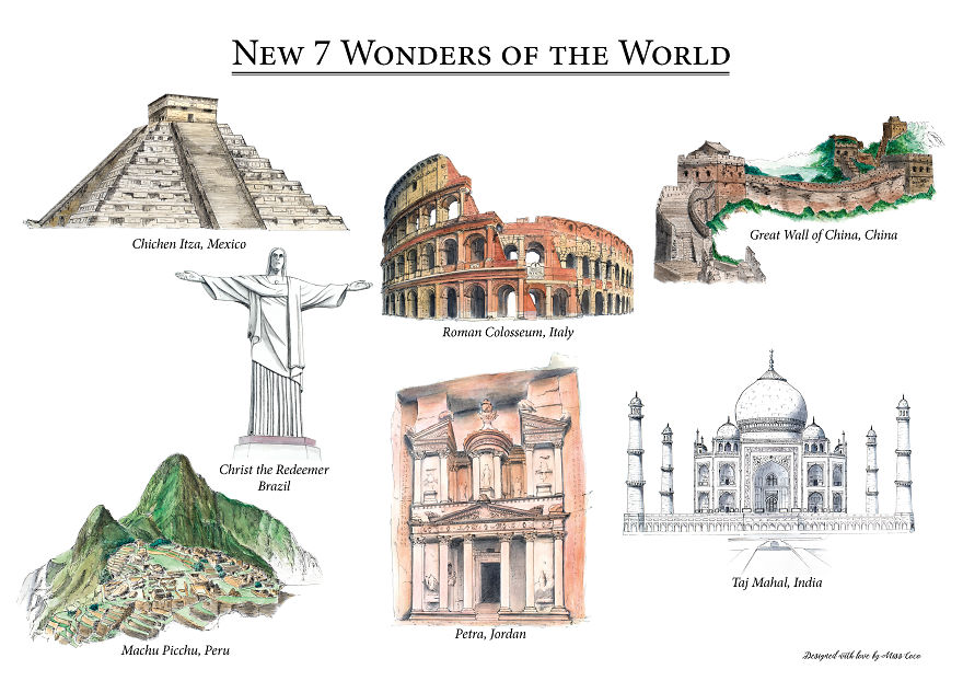 I Created A Map Showing The New 7 Wonders Of The World Bored Panda