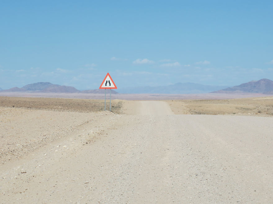 Lonely Road Signs Of Namibia