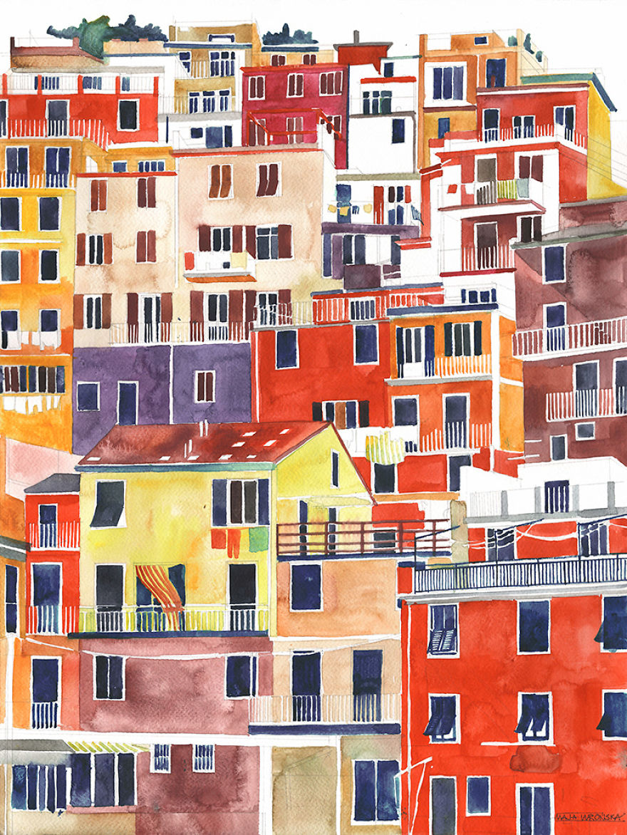 Watercolor Cities By Maja Wrońska