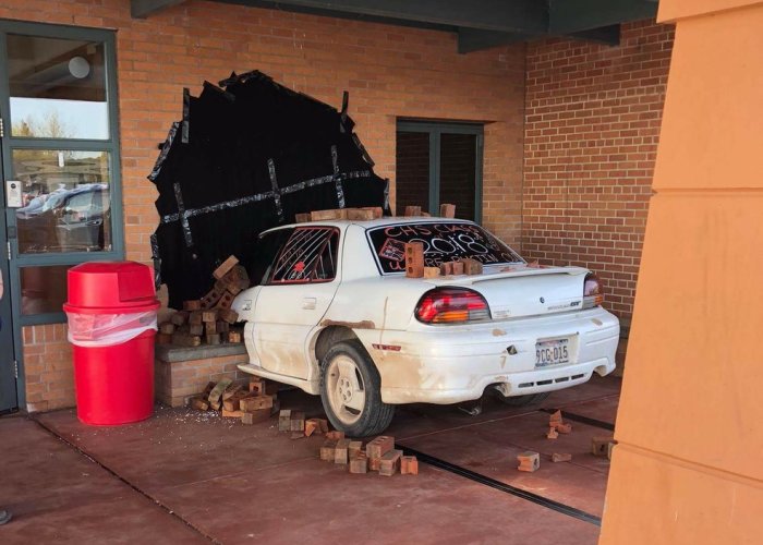School Principal Is Shocked After Finding A Car Crashed To A School Wall But It’s Not What You’d Expect