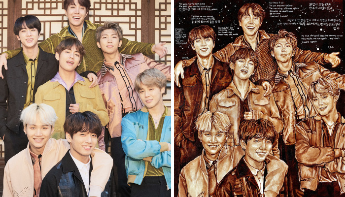 Celebrating Bts’ No.1 On Billboard 200 With A New Illustration Done With Coffee