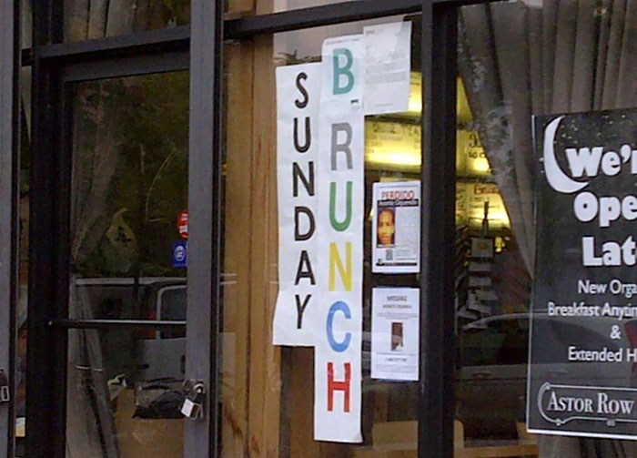 Shout Out To This Harlem Café Concealing Their 'B' Rating As A 'Brunch' Sign