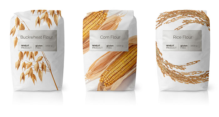 Minimalist Packaging For A Series Of Flours