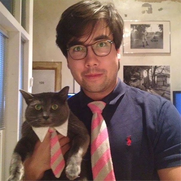 So For My B-Day My Mom Made Matching Ties For Me And My Cat