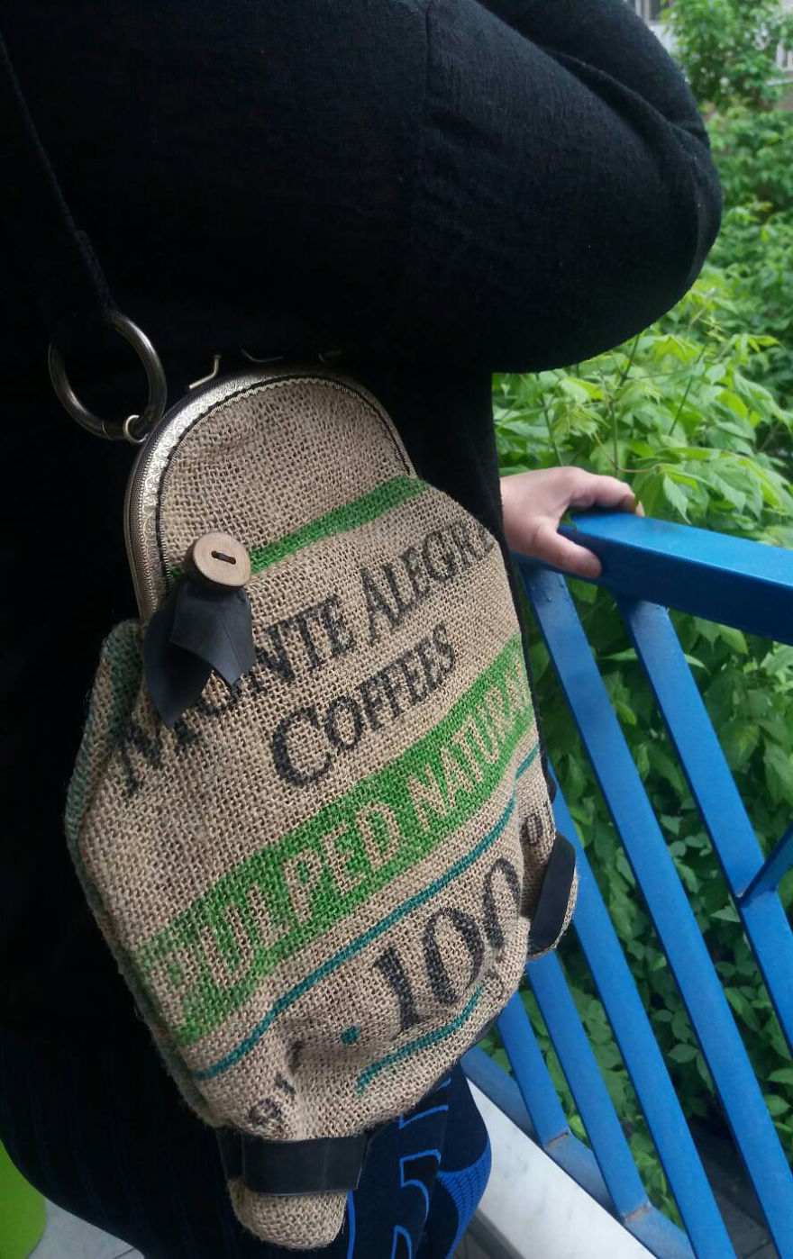 I Make Upcycled Accessories Out Of Used Bike Inner Tubes And Burlap Coffee Sacks