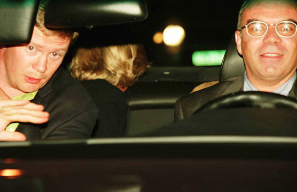 Diana Princess Of Wales (Head Turned Away In Backseat), Her Bodyguard, Trevor Rees-Jones, Left, And Driver Henri Paul Shortly On The Night Of August 31, 1997 Before The Fatal Crash