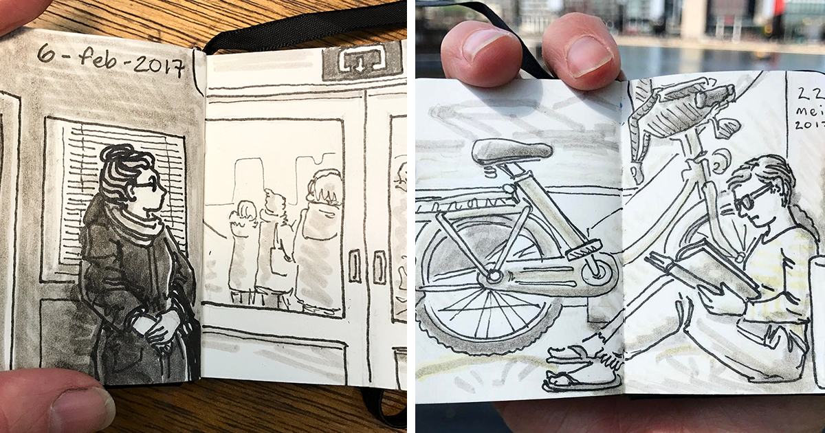 I Drew Sketches Of Passengers Taking The Ferry In Amsterdam (38 Pics)