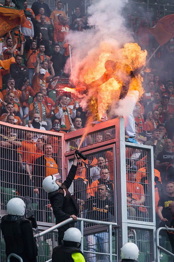 This Happened When Security Guard Used Pepper Spray On Soccer Fan That Was Holding Flare