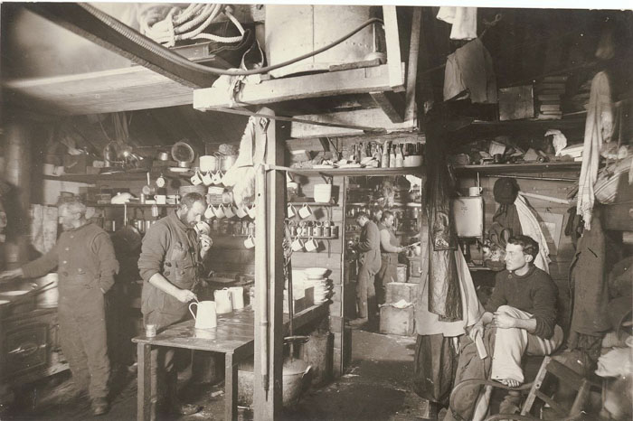 Australian Antarctic Expedition Members In The Kitchen