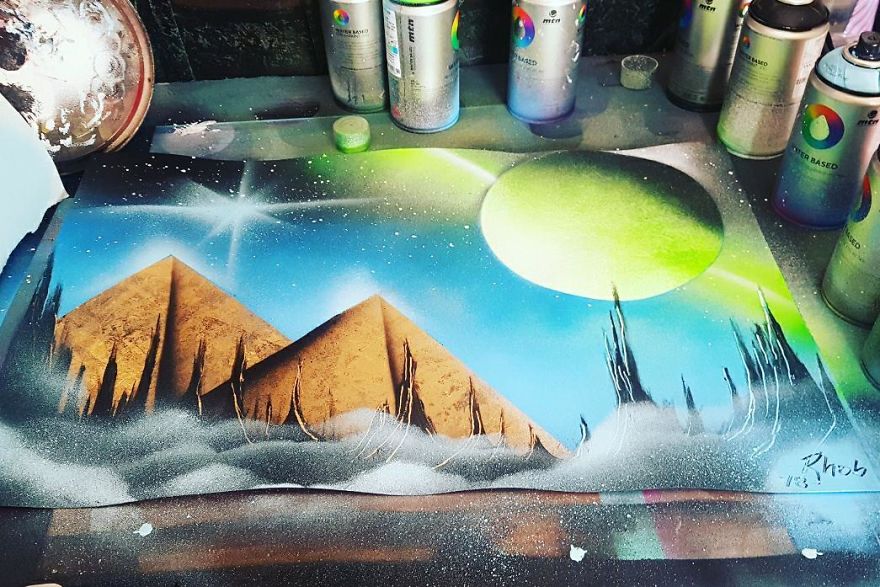 I Create Fantasy-Like Paintings Using Spray Paint