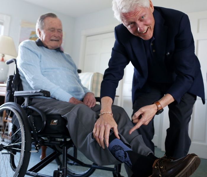 George H. W. Bush Wore Special Socks Today For His Visitor