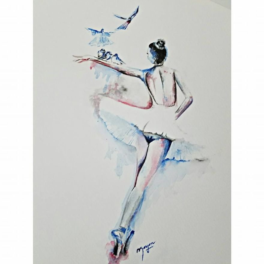 I Drew An Art Sketch Of An Elegant Ballerina