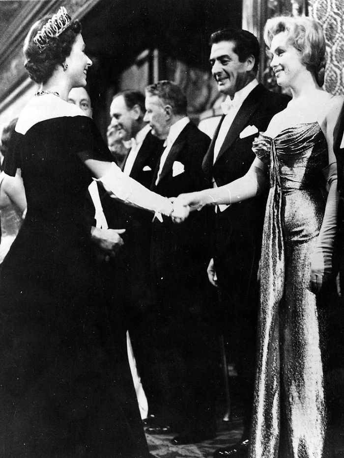Marilyn Monroe And Queen Elizabeth Were Born In The Same Year. Here They (Both 30 At The Time) Meet At A Movie Premier In London In October 1956