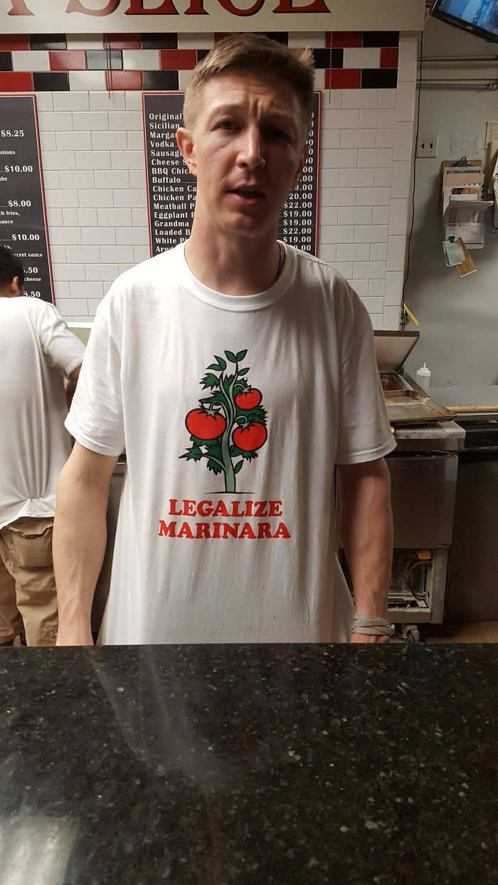 Seen At A Pizza Shop In New Jersey. The Whole Staff Was Wearing Them. Photo Taken With Permission