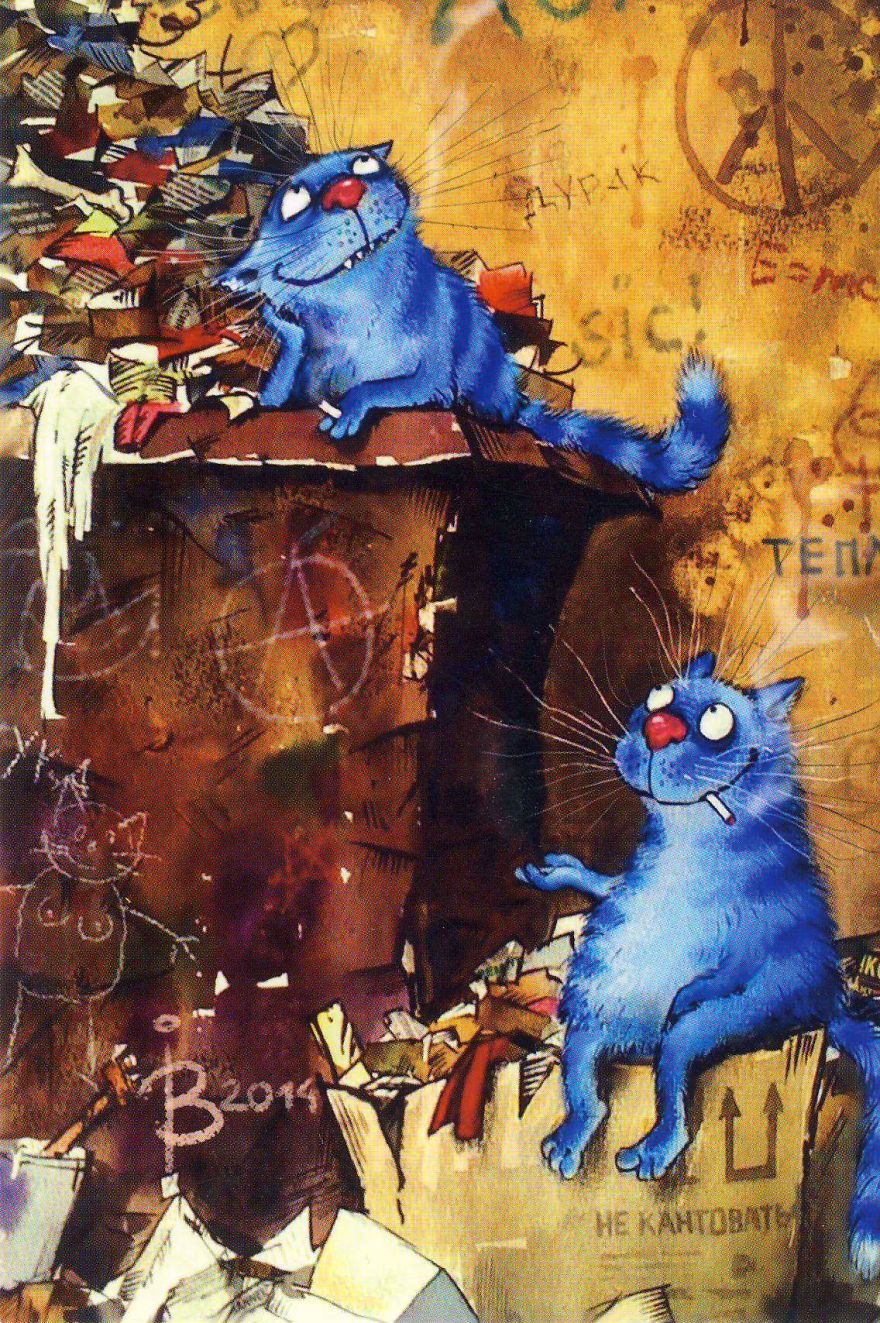 Artist Draws Lovely Blue Cats And The Result Is Charming