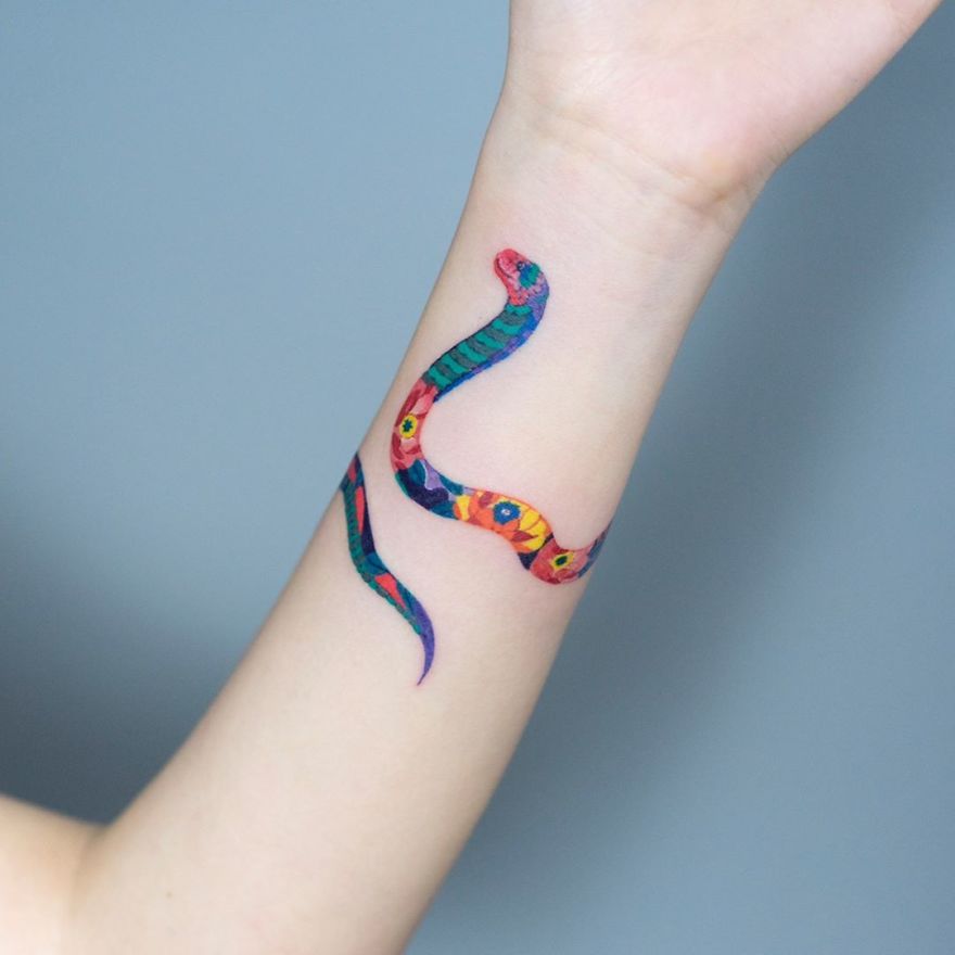 Colorful-Snake-Art-Zihee-Tattoo