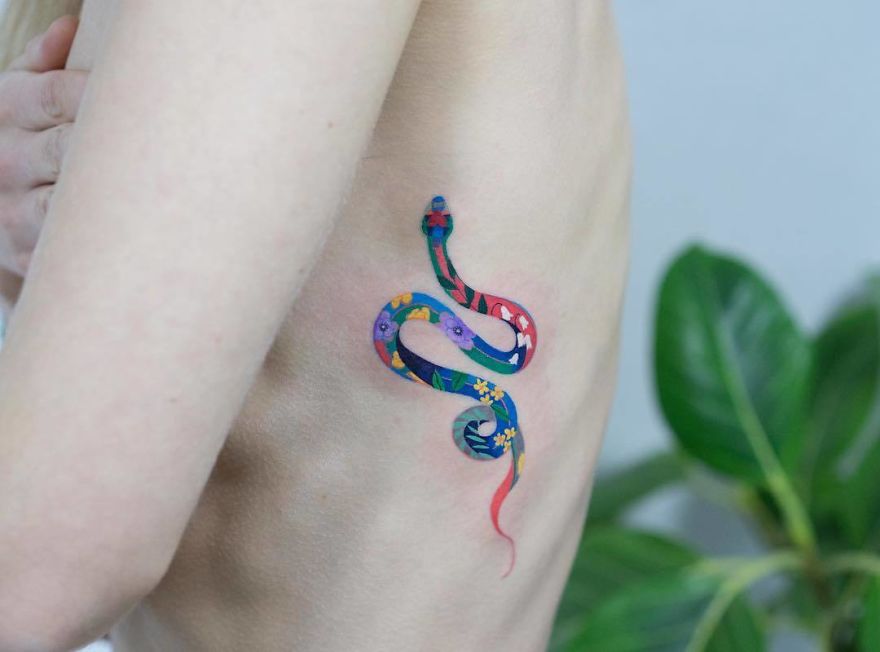 Colorful-Snake-Art-Zihee-Tattoo