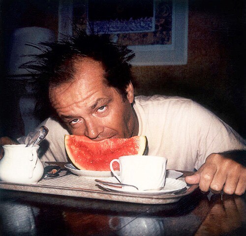 Jack Nicholson desayunando