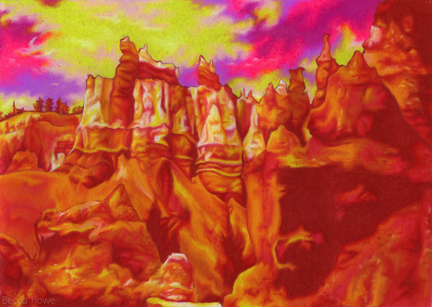 Artist Creates "Digital" Landscapes Using Only Colored Pencil Artist Creates "Digital" Landscapes Using Only Colored Pencil