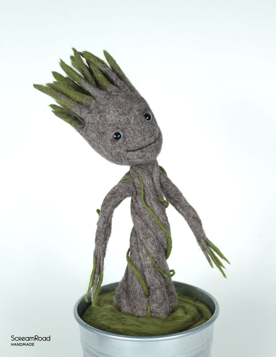 Dancing Groot In A Pot: Needle Felted Figurine