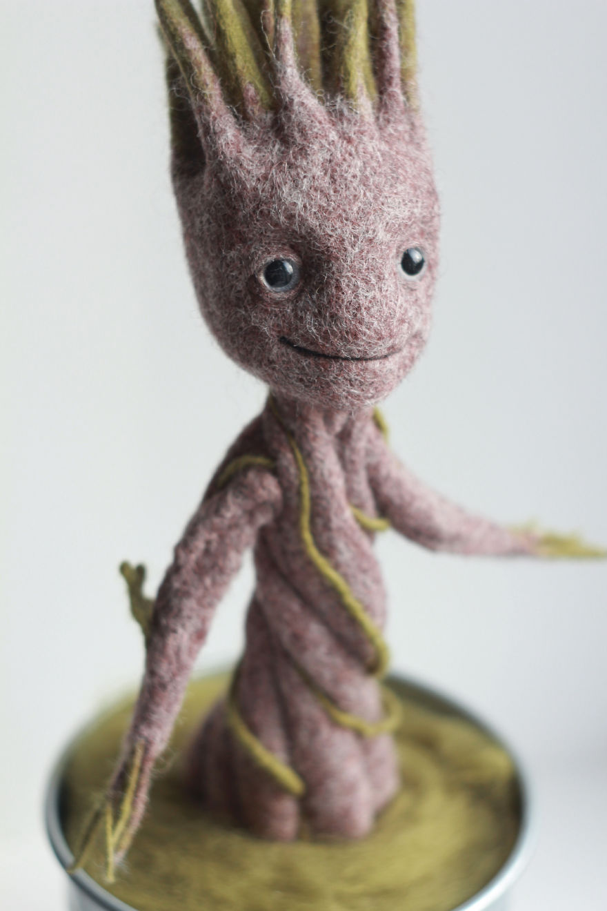 Dancing Groot In A Pot: Needle Felted Figurine