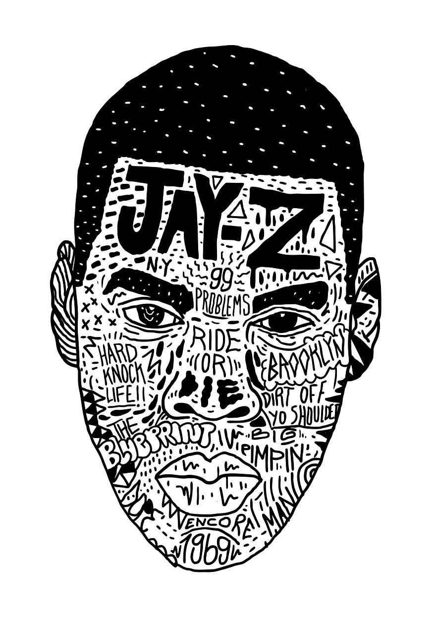 I Drew Famous Rap And Hip Hop Icons Using The Song Lyrics