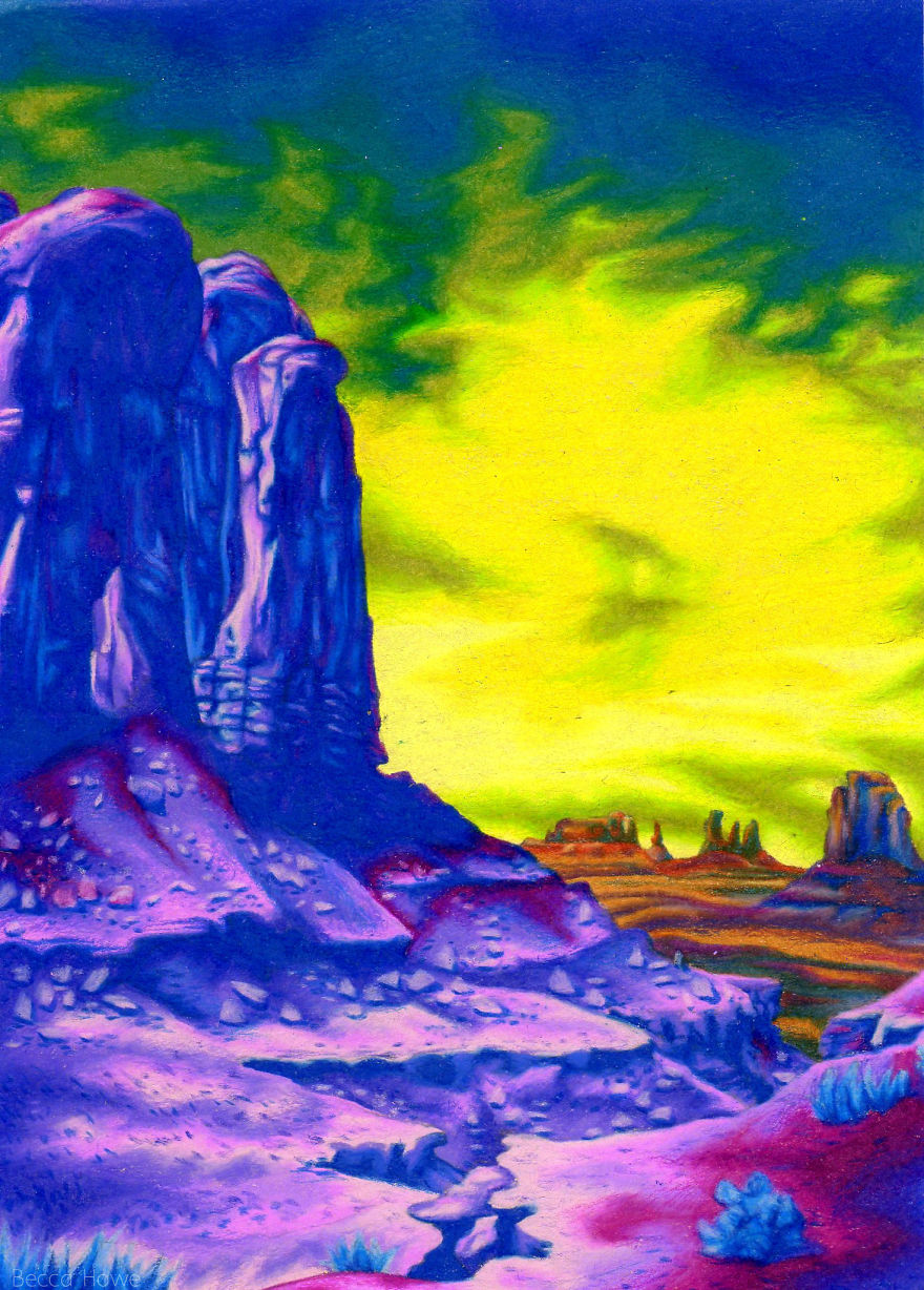 Artist Creates "Digital" Landscapes Using Only Colored Pencil Artist Creates "Digital" Landscapes Using Only Colored Pencil