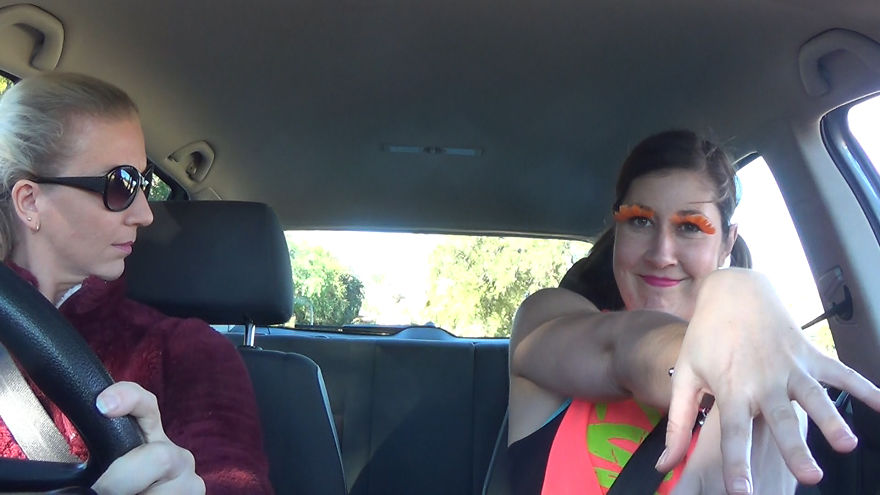 She Gets In The Car With Her Strangely Dressed Friend...