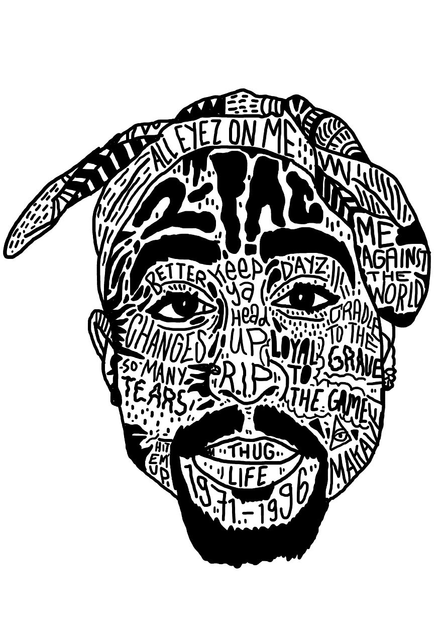 I Drew Famous Rap And Hip Hop Icons Using The Song Lyrics