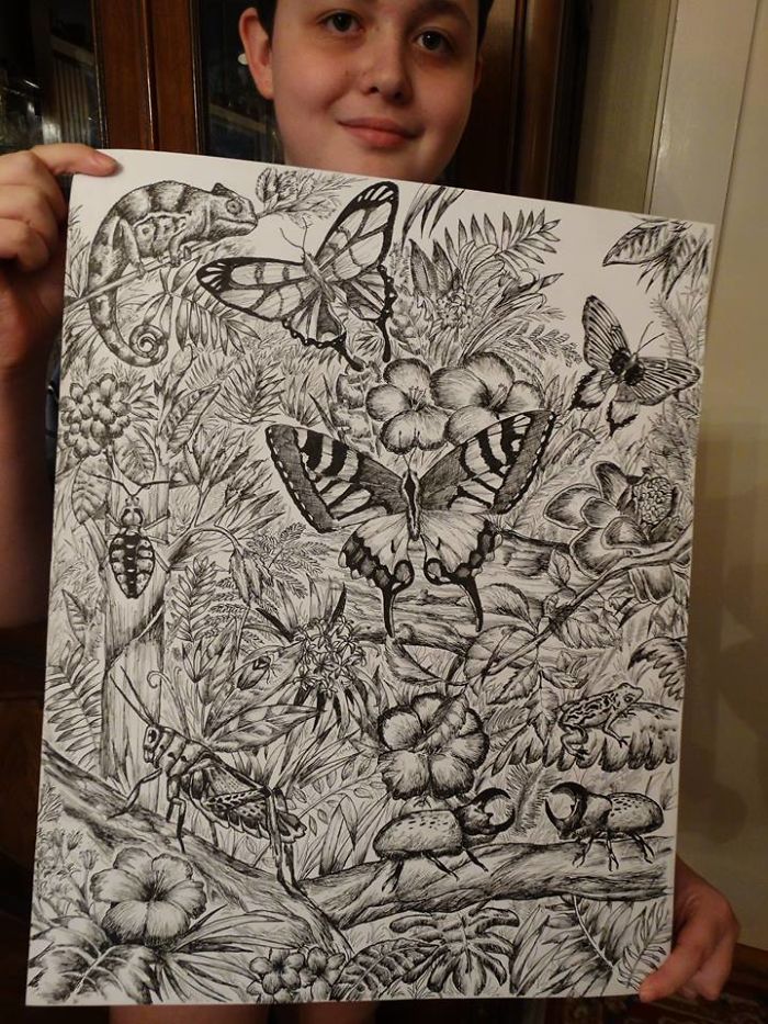 15-Year-Old Boy Prodigy Creates Animal Drawings From Memory, And They're Even More Impressive From Up-Close