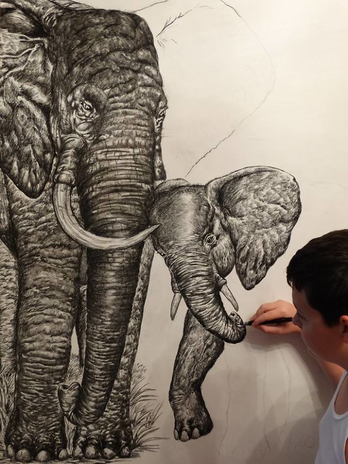 15-Year-Old Boy Prodigy Creates Animal Drawings From Memory, And They're Even More Impressive From Up-Close