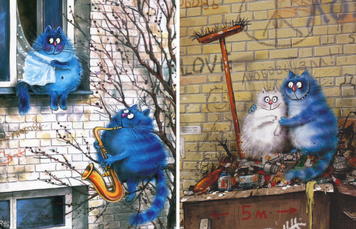 Artist Draws Lovely Blue Cats And The Result Is Charming