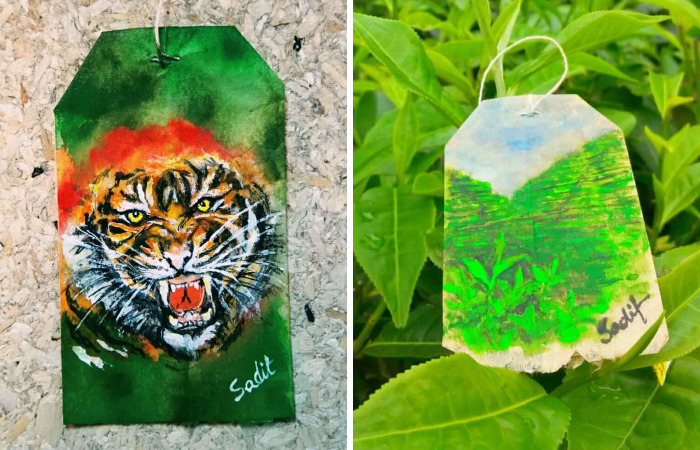 Artist Shows The Beauty Of His Country By Using Recycled Teabags