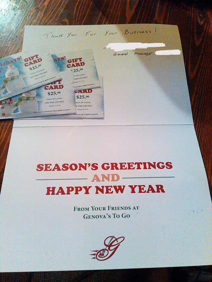 My Uncle Has Ordered So Much Pizza, That They Ended Up Sending Him A Christmas Card