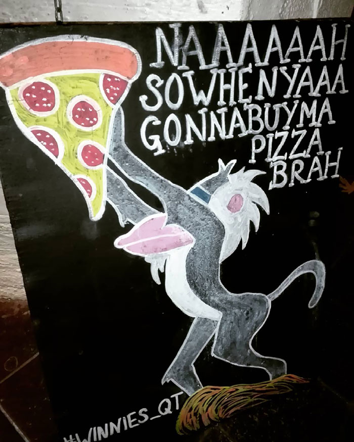 Clever Sign At Winnies Pizza