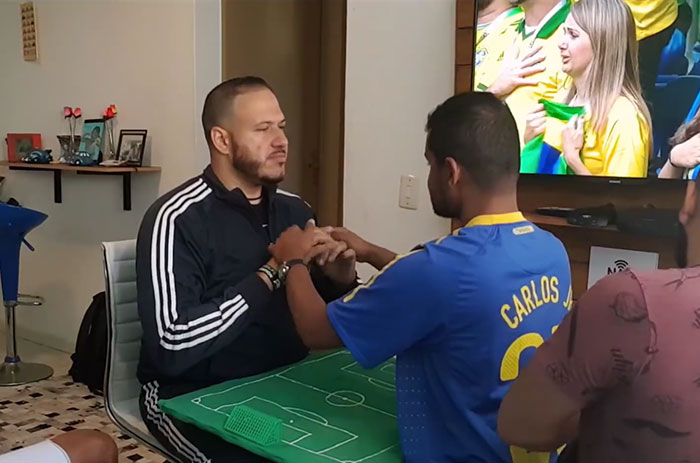 Guys Help Blind And Deaf Friend 'Watch' Word Cup And It Melts Everyones' Hearts