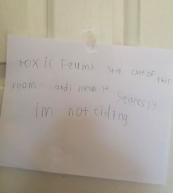 Found This On The Bathroom Door After My First-Grader Nephew Was In There