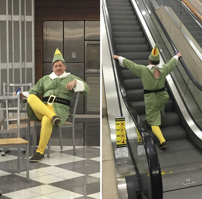 My Dad Dressed Up As Buddy The Elf To Pick Me Up From The Airport