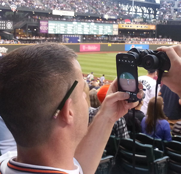 This Guy Is Living Like He's In 3018 While We're All Living In 2018. He Took Pictures Of Yankees Vs Mariners All Night Like This