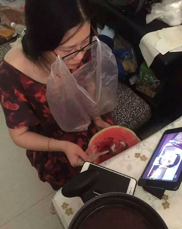 How People From Future Eat Watermelon While Enjoying TV Series
