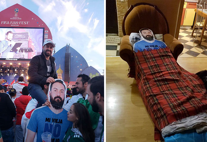 Guy Denied Permission By His Wife To Go To World Cup In Russia, So His Friends Take Him Anyway… As A Cardboard