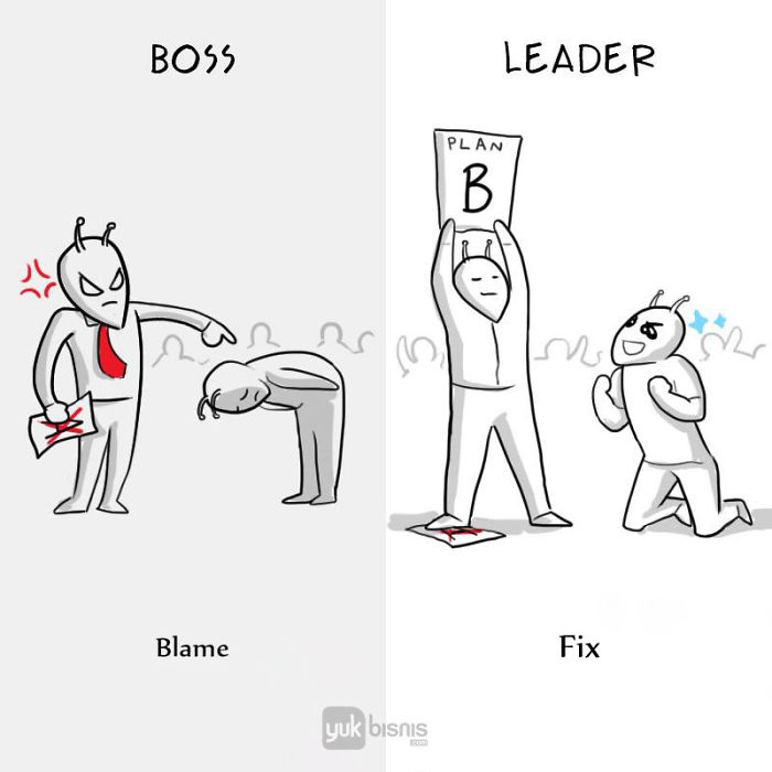 fællesskab Se tilbage Uskyldig The Real Difference Between A Boss And A Leader Explained In 8  Illustrations | Bored Panda