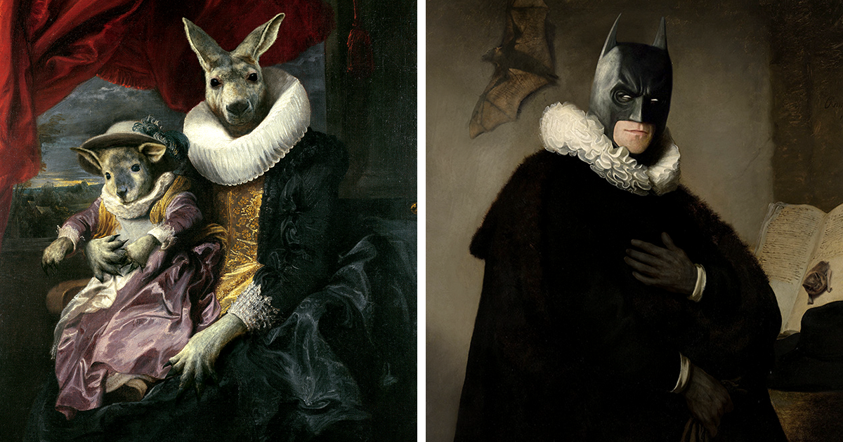 Artist Inserts Animals And Pop Culture Characters Into Vintage Portraits Of  Aristocrats | Bored Panda
