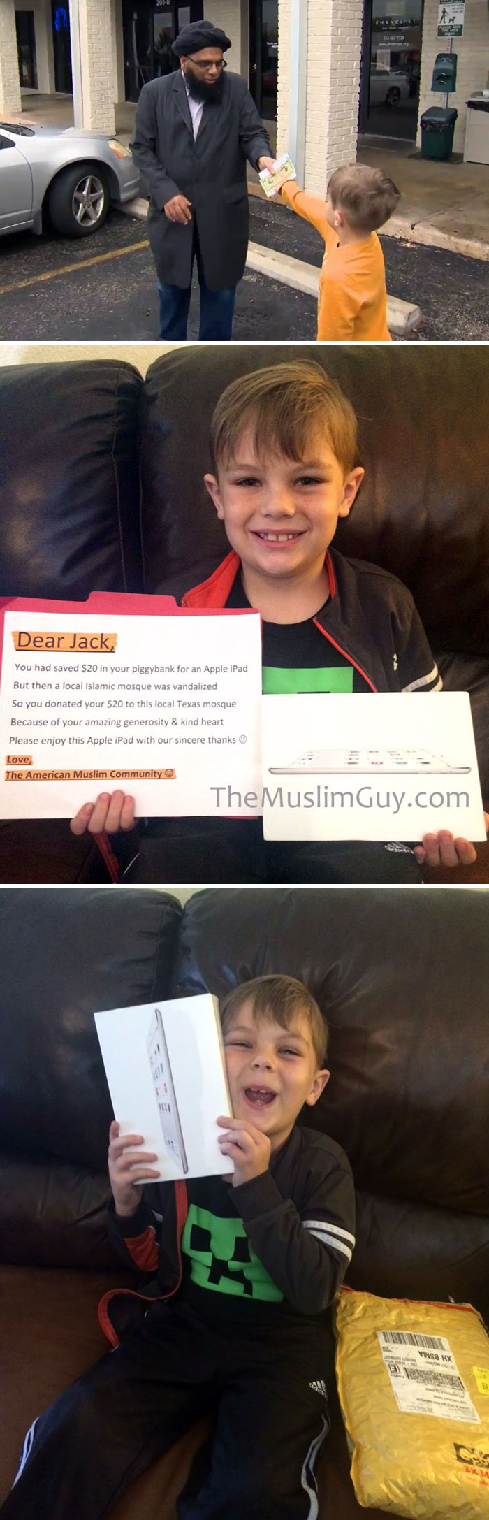 7-Year-Old Boy Donates $20 From Piggy Bank To Help Vandalized Mosque. Wanted Apple iPad. So He Got One