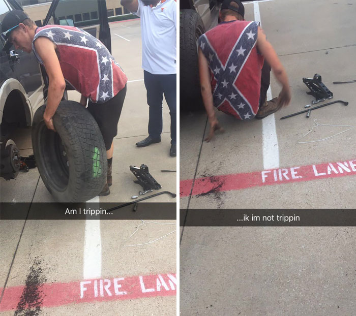 So My Dads Tire Blew Up On The Freeway And This Dude, With A Confederate Flag Tattoo, Wearing A Confederate Flag T-Shirt, With Confederate Flag Car Stickers, Stopped And Changed Our Tire. My Mind Is Blown, Don’t Judge A Book By Its Cover