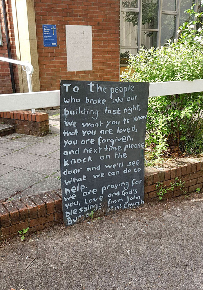Sign Outside A Local Church, The Morning After A Break-In