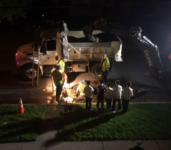 Our Water Main Broke This Afternoon, And When The Construction People Came, So Did The Little Boys Of The Neighborhood! They Were Explaining Things To The Kids And Everything. Really Warmed My Heart