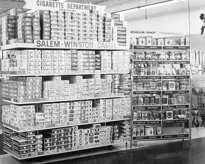 Cigarette And Cigar Displays (Camel, L&M, Etc...) At Clark's, A Grocery, Drug, Sundries, And Department Store And Lunch Counter, Charlotte, NC, 1962 Or 1963