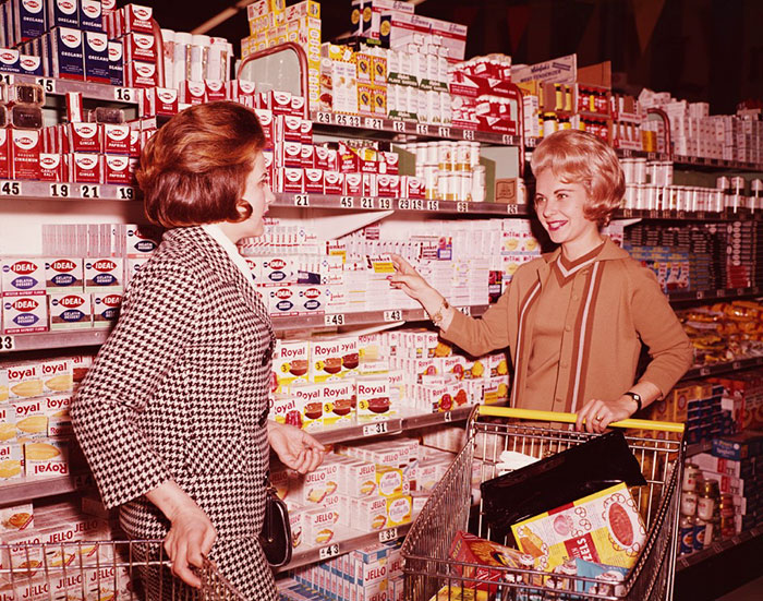 Two Women Shopping In An American Supermarket, Circa 1970