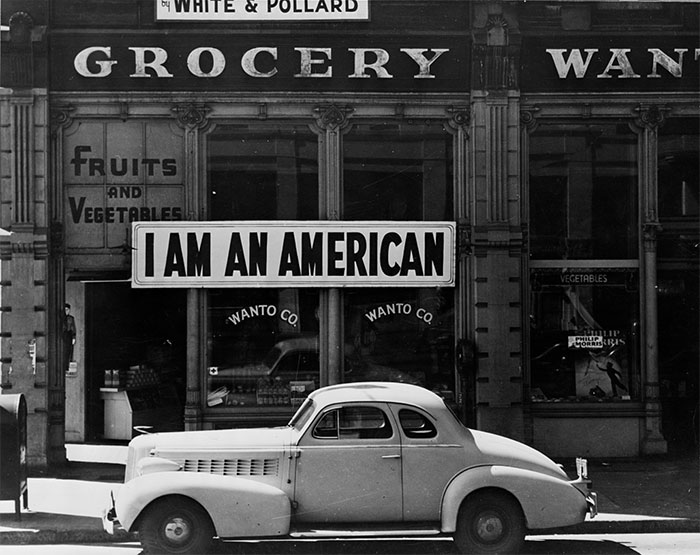 A Large Sign Reading "I Am An American" Placed In The Window Of A Store, On December 8, The Day After Pearl Harbor. The Business Was Owned By The Matsuda Family. The Store Was Closed Following Orders To Persons Of Japanese Descent To Evacuate From Certain West Coast Areas